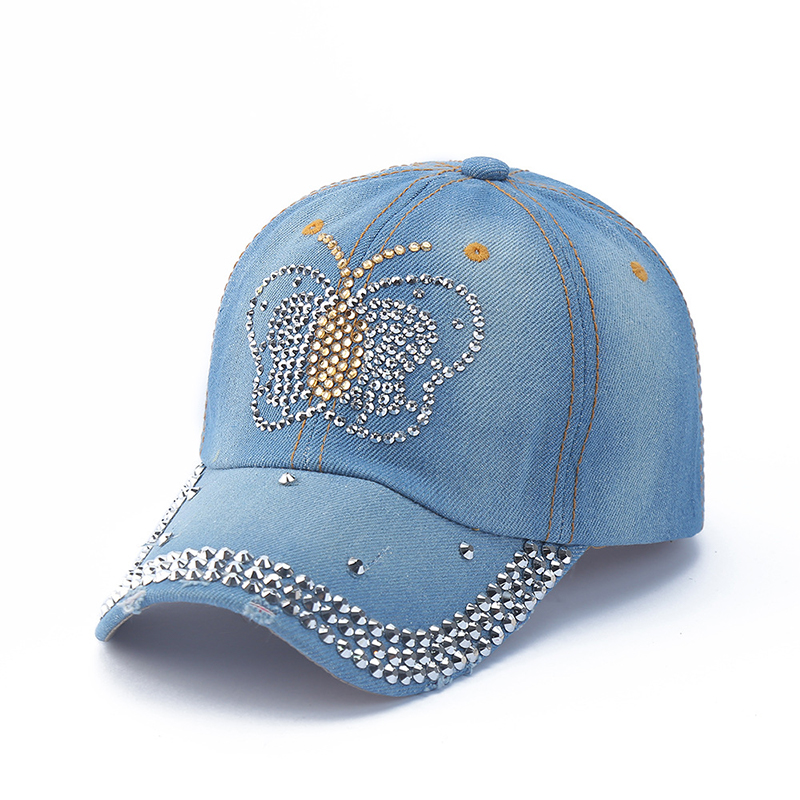 MillionGrid New hip hop denim cap Rhinestone sáng tạo Lip in Mũ bóng chày tình yêu thư Visor hat cho nam giới và phụ nữ cao bồi hat