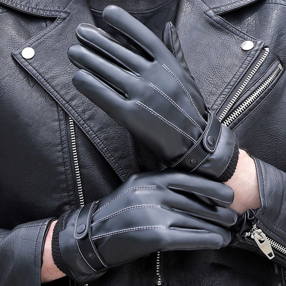 ALIENLA Sports Winter PU Leather Short Outdoor Man Gloves Touch Screen