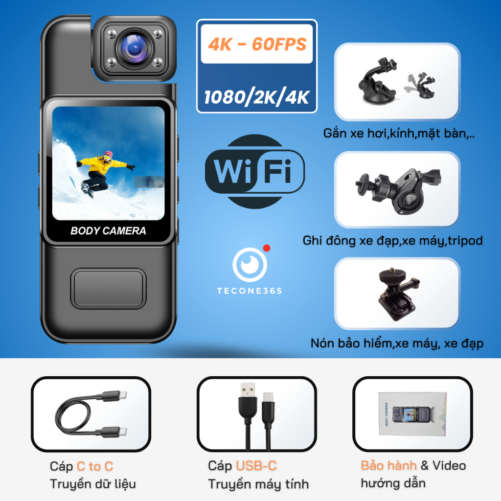 Máy Quay Phim Poket SK9Video 4K Khung Hình 60FPSChống rυng EIS Ống Kinh Camera Xoay Lật Góc Rộng Cam