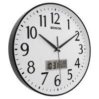 Jam Dinding Edison Sweep Day Date ES 3601 T38 Chrome Timbul Diameter 360mm 36cm