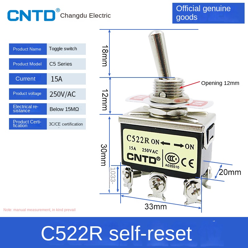 Công Tắc gạt C522r CNTD | C511B/C512B/C513B/C521B/C522B/C523B - Tự Khóa/Phục Hồi, 2-6 Chân, Có Nắp Bảo Vệ C5 Tự Động Hóa