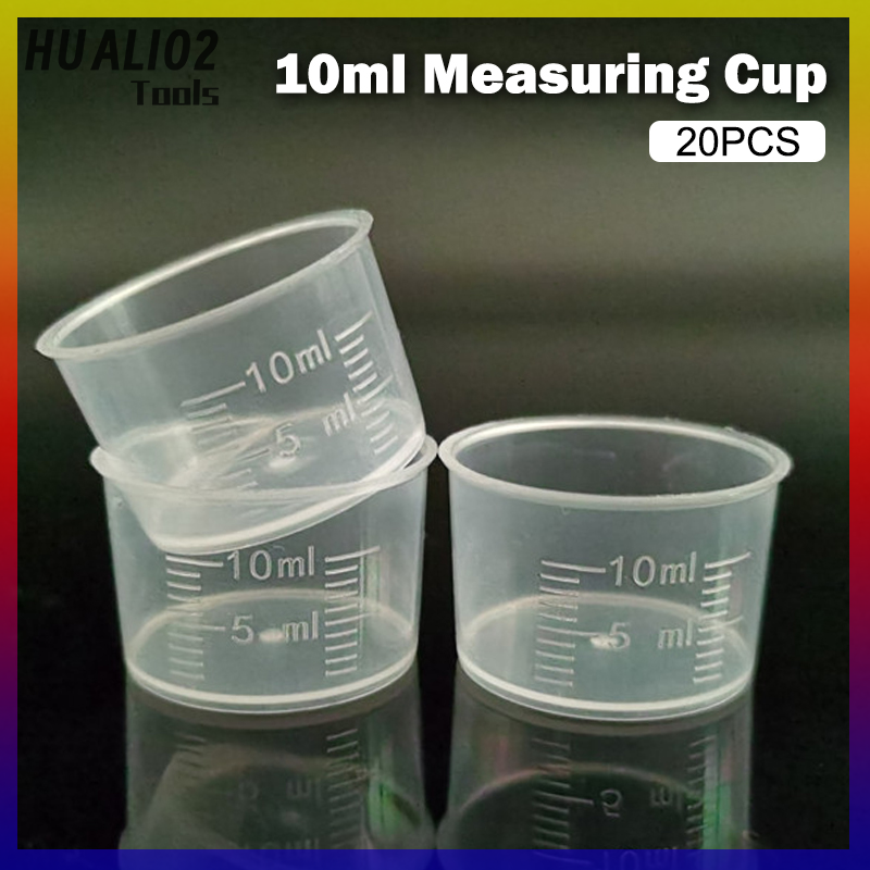 Huali02 20PCS 10ml cốc đo lường rõ ràng dùng một lần chất lỏng thể tích đo lường cup tốt nghiệp đo lường cốc dụng cụ làm bánh nhà bếp