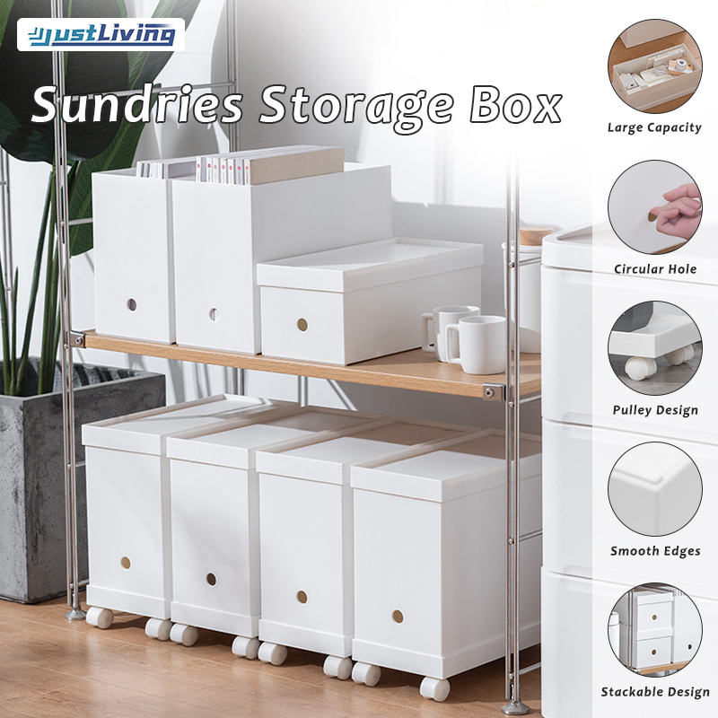 JustLiving Polypropylene File Box Japanese-Style Home Storage Box with Lid Plastic Organizer for Files/ Books/ Kitchen Items Multi-Functional Stackable Container - Lid Can Be Used As A Tray - ยี่ห้อ Just Living ราคา 180 บาท*ส่งฟรี