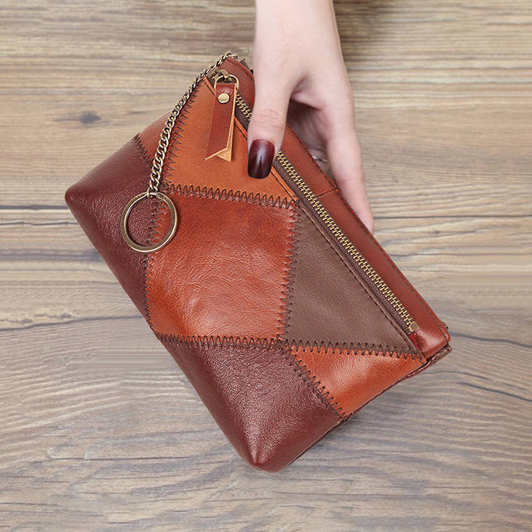Genuine Leather Clutch Purse for Women Long Wallet Female Real Leather Wallets
