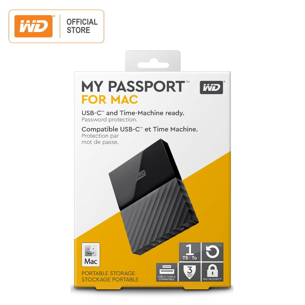 my passport for mac portable external hard drive - usb-c/usb-a ready wdbfkf0010bbk-wese