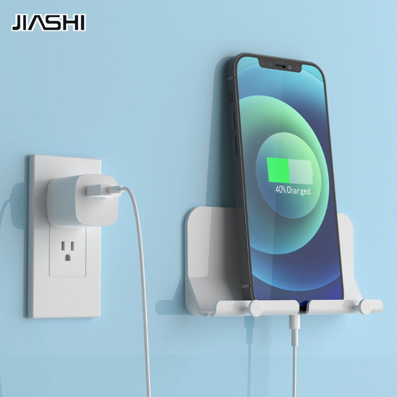 JIASHI Mobile phone charging stand bathroom bedroom punch-free adhesive wall-mounted rack data cable remote control storage box ราคา 67 บาท*ส่งฟรี