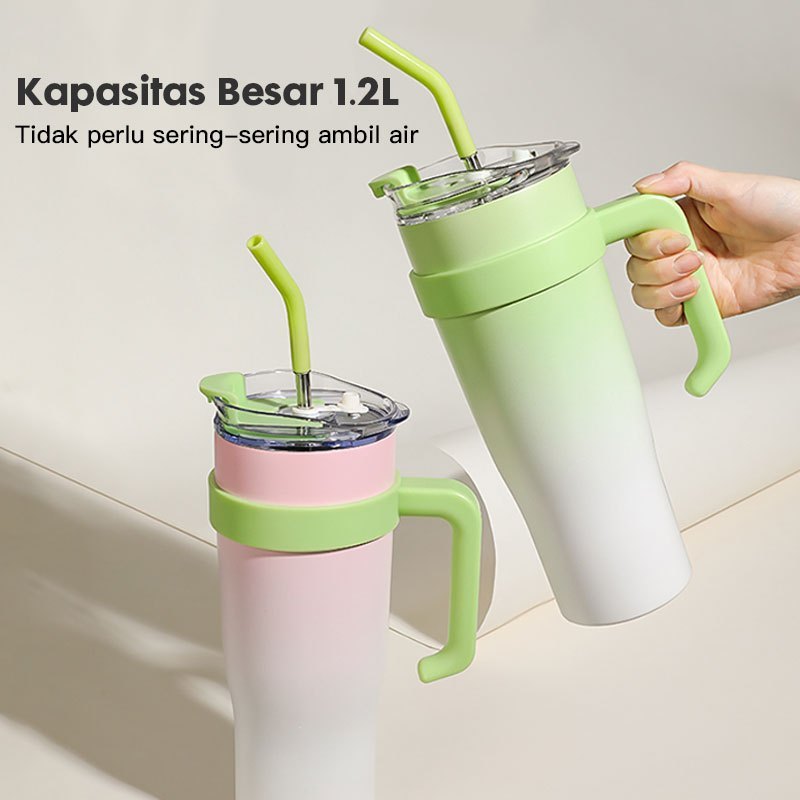 Botol Tumbler Stainless Steel 1.2 Liter Gelas Thermos Kopi Tahan Panas Dingin BPA FREE Tumblr Botol Mi…