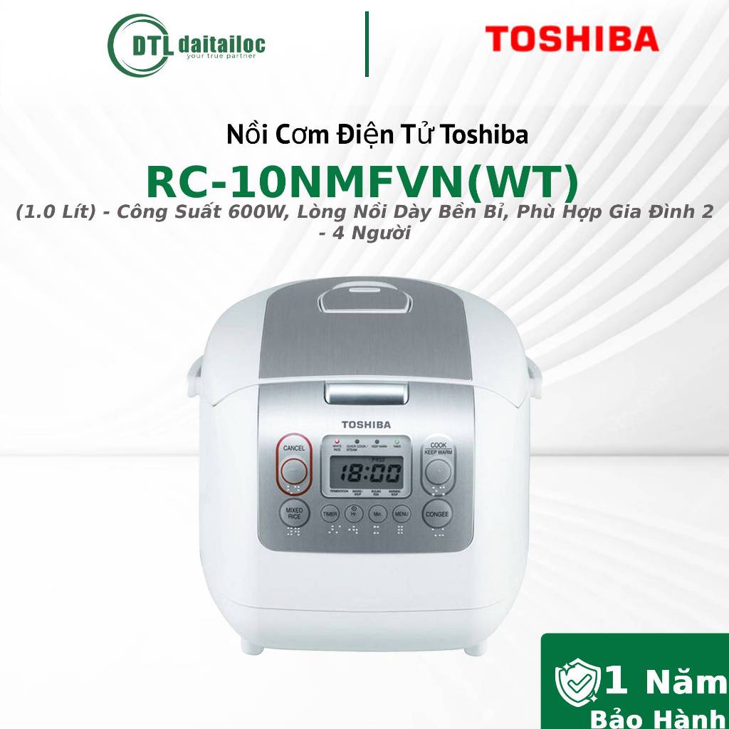 Toshiba Rc-10Nmfvn(Wt) Electronic Rice Cooker (1.0 Liter) - 600W Capacity, Thick and Durable Inner Pot / Genuine / 12-Month Warranty