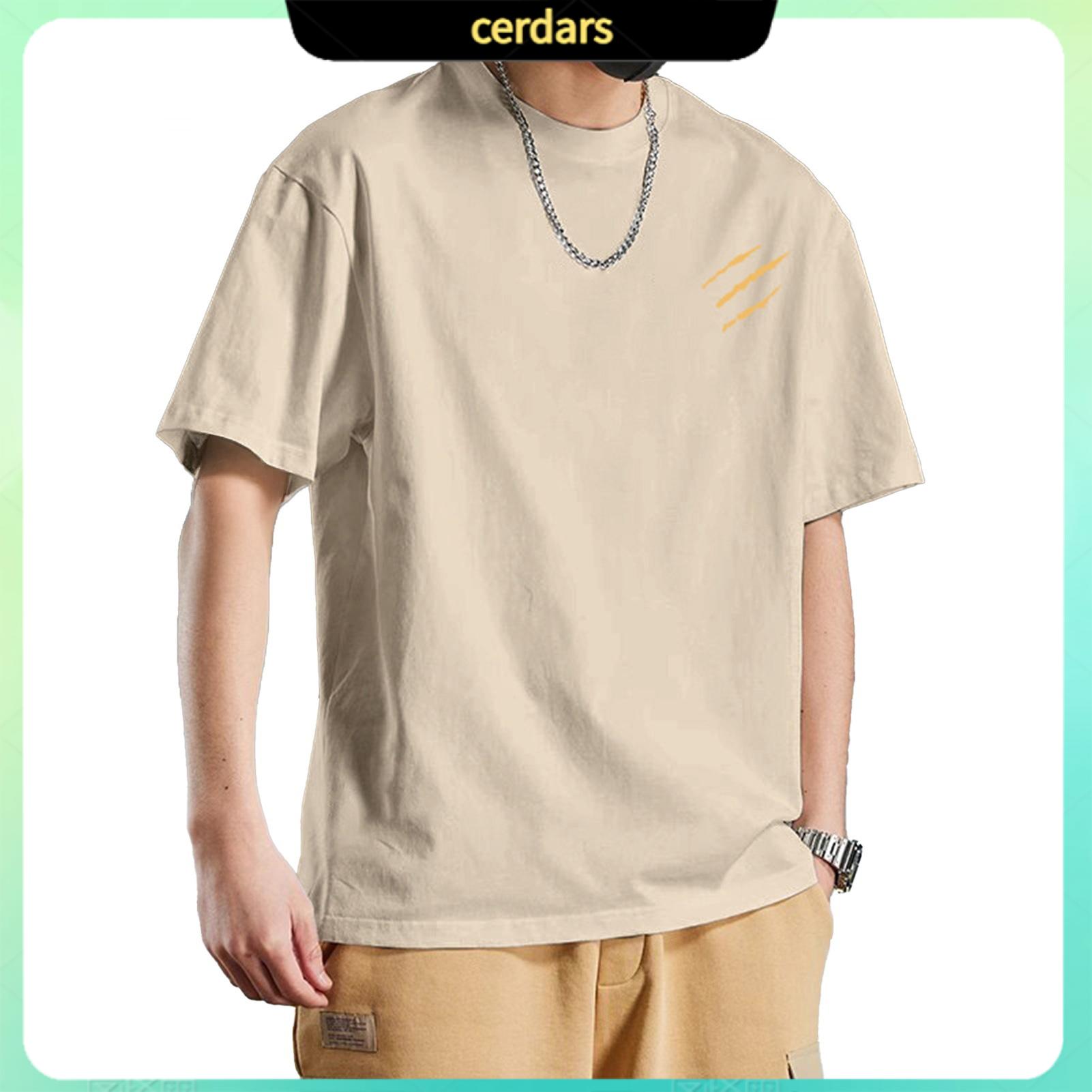Cerdars Casual Loose Fit Shirt Men Casual Summer Tee Men's Cotton Blend T-shirt Casual Solid Color Crew Neck Summer Tee Breathable Loose Fit Shirt for Daily Wear Beach Street Fashion - 2