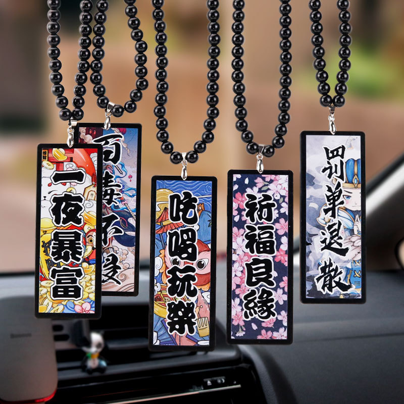 【New release】 Love Bloom Amulet Flower Car Hanging Ornament Japan Style Auto Accessories for Lady Rearview Mirror Pendant Pink