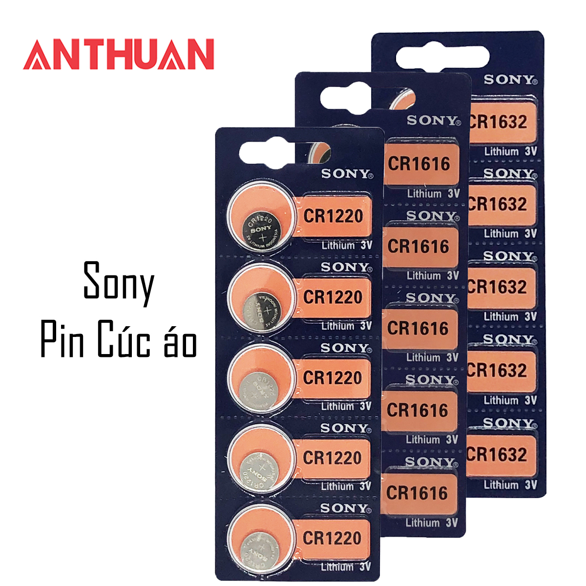 Pin cúc áo sony lithium 3v cr1220 - vỉ 5 viên