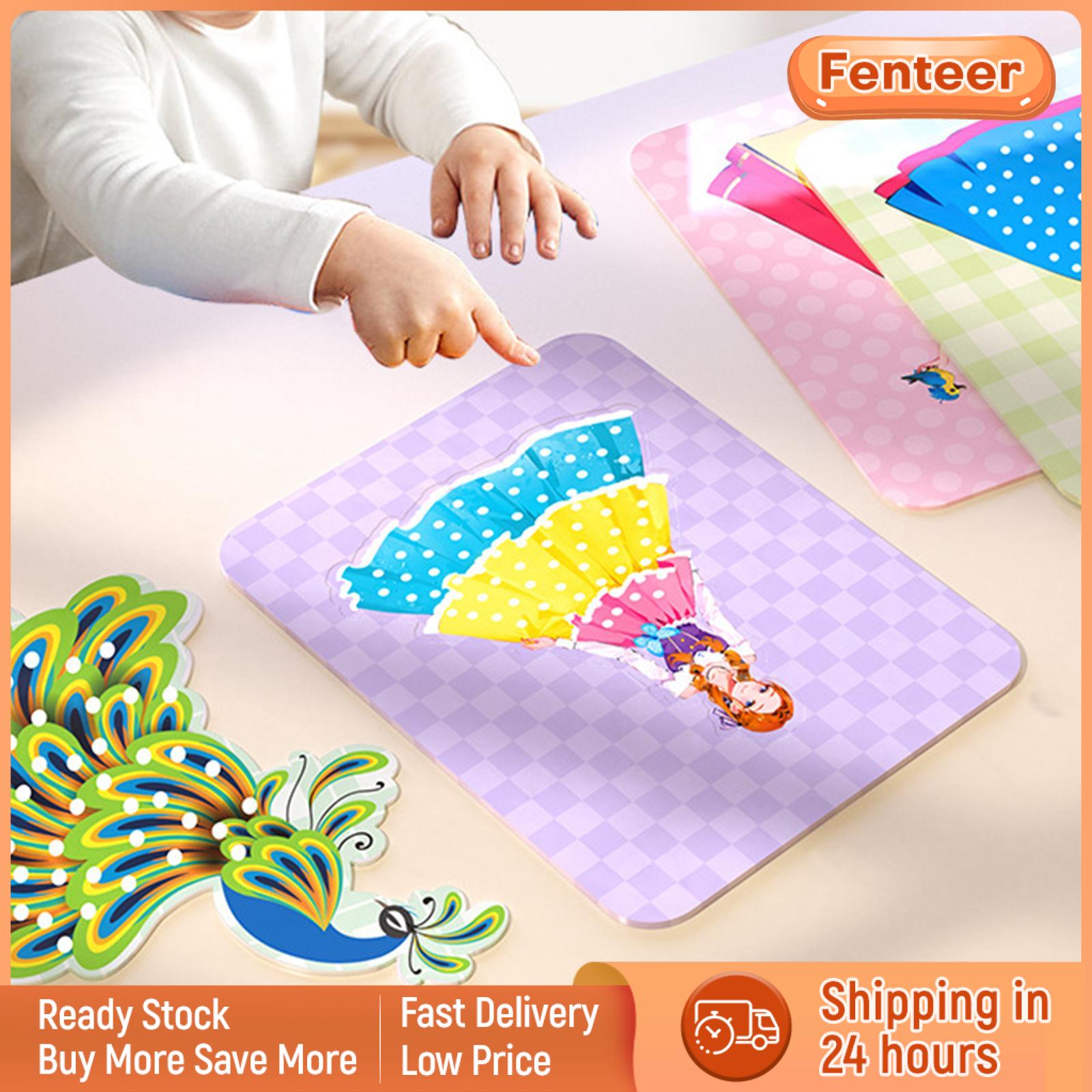 Fenteer DIY Painting Sticker Craft Toys Princess Dress 3D Pasted Painting