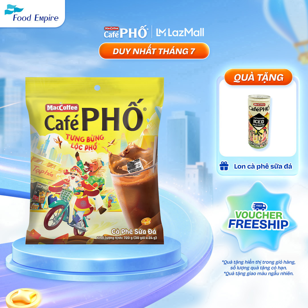 [Bao bì Tết] Túi Cà phê Phố Sữa Đá - Maccoffee (túi 30 gói x 24g)