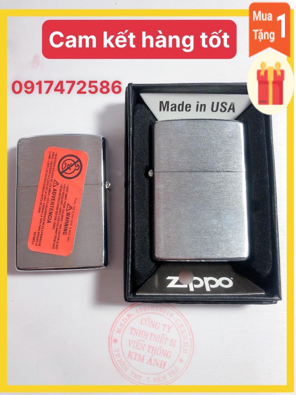  Bật lửa Zippo màu trắng bạc loại Xước ngang  Kim Ánh nhập hàng loại 1 vỏ bằng đồng có tem đỏ 