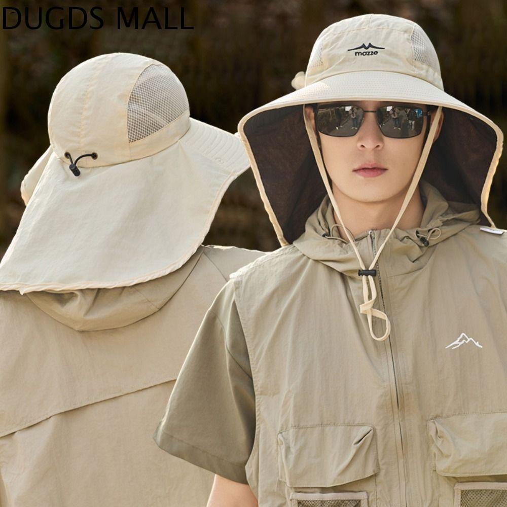 DUGDS Lưới Mũ câu cá nam Kem chống nắng Chống tia UV Mũ ngư dân Nam Thời trang Leo núi Mũ che nắng ngoài trời Nam
