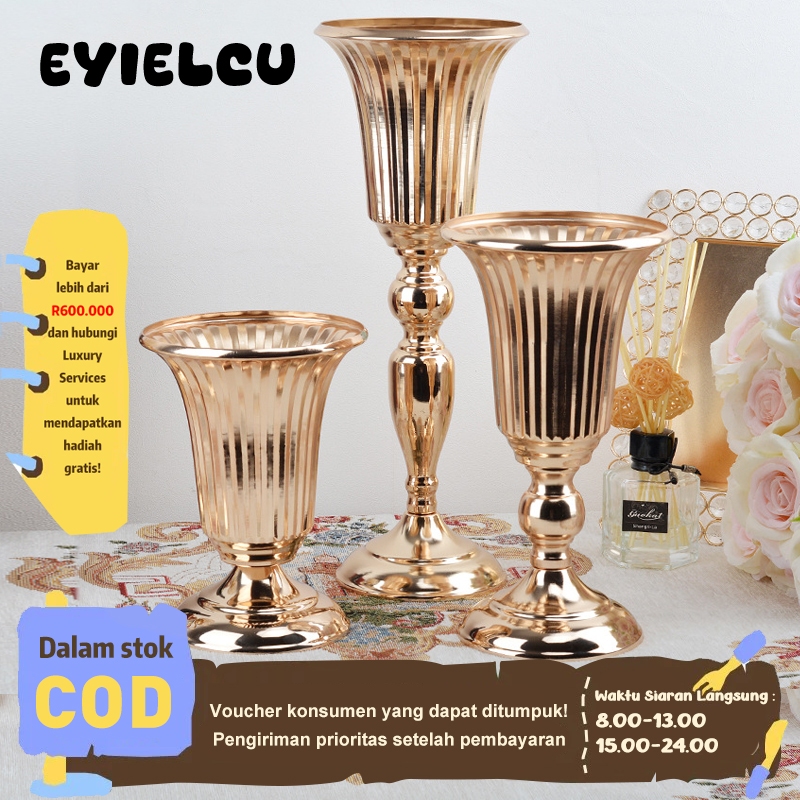 Eyre (Toko Premiere ♕)Mewah emas vas bunga rumah vas desktop kerajinan merangkai bunga pesta pernikaha…