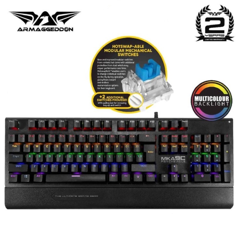 Armaggeddon MKA-9C Psycheagle Mechanical Gaming Keyboard with 12 Backlight Effects Singapore