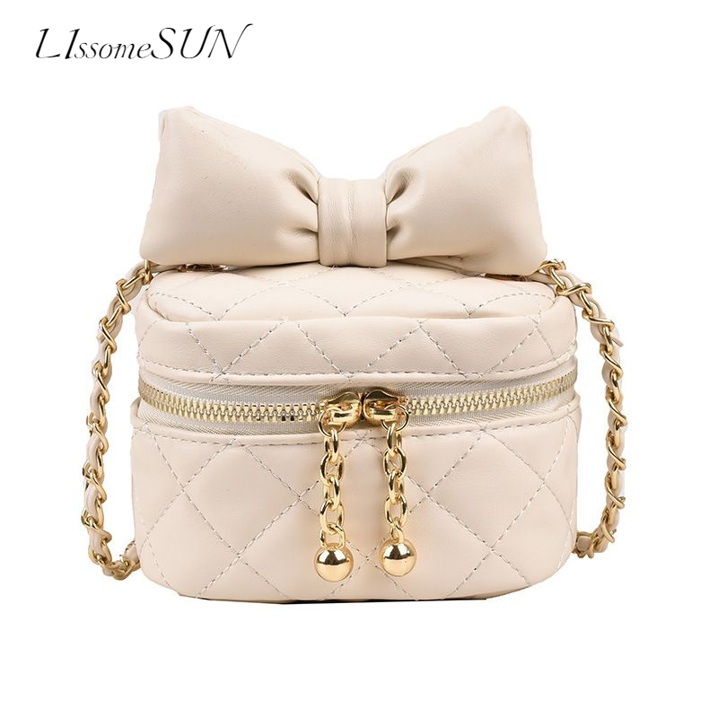 LIssomeSUN Cute Bow Women Crossbody Bags Shoulder Bags PU Mini Chain Bag Box Bag