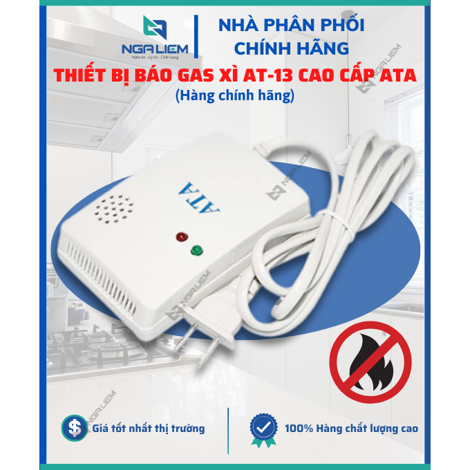 Thiết Bị Báo Gas Xì AT-13 Cao Cấp ATA, Phát hiện khí gas xì, rò rỉ, Báo hú còi khi phát hiện - Hàng Chính Hãng