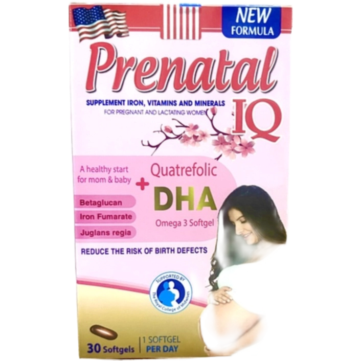 Viên bổ bầu PRENATAL IQ DHA HỒNG new formula hộp 30 viên - Tủ Thuốc Bảo Châu