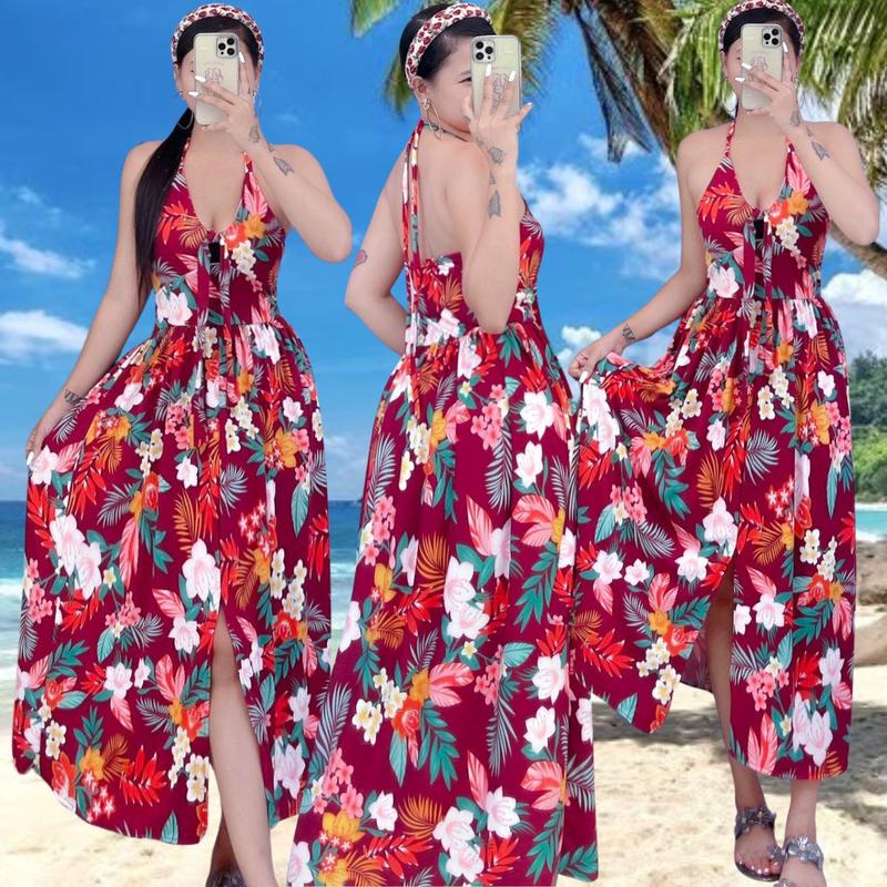 beach dress philippines Women'S Elegant Off-Shoulder Print Maxi Dress