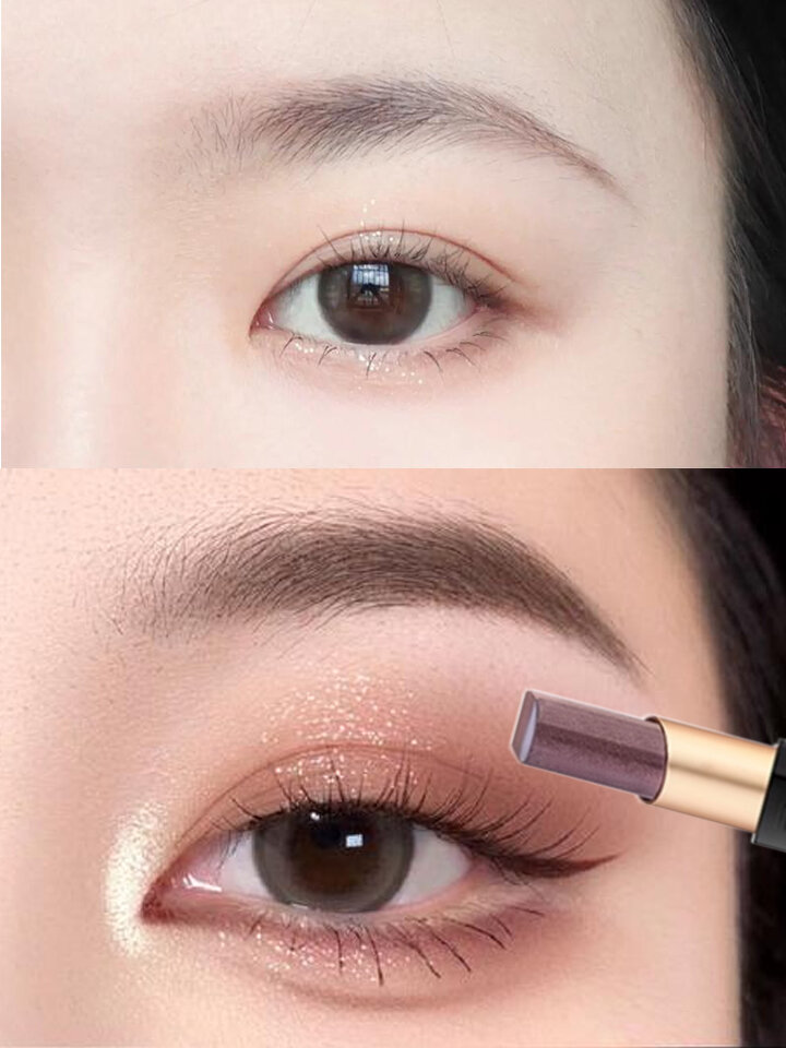 Phúc Chu Án Vân |   Phấn mắt dạng thỏi một nét dành cho người mới bắt đầu, chống thấm nước, chống mồ hôi, ba tông màu đất.