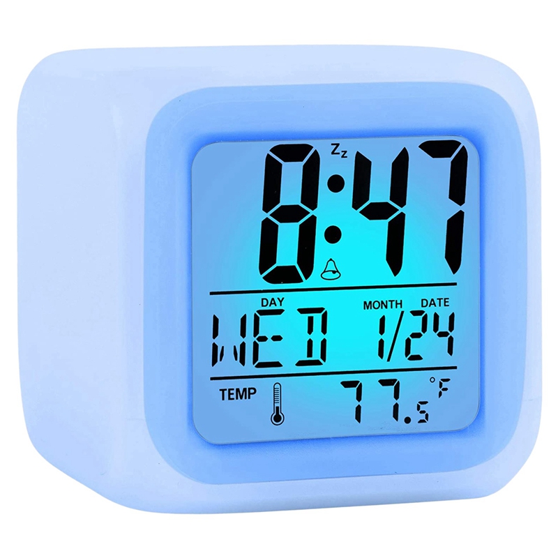 Alarm Clock Digital Travel for Bedroom Boy GirlSmall Desk Bedside ClocksDisplay Time/Date LED Night Light with Snooze