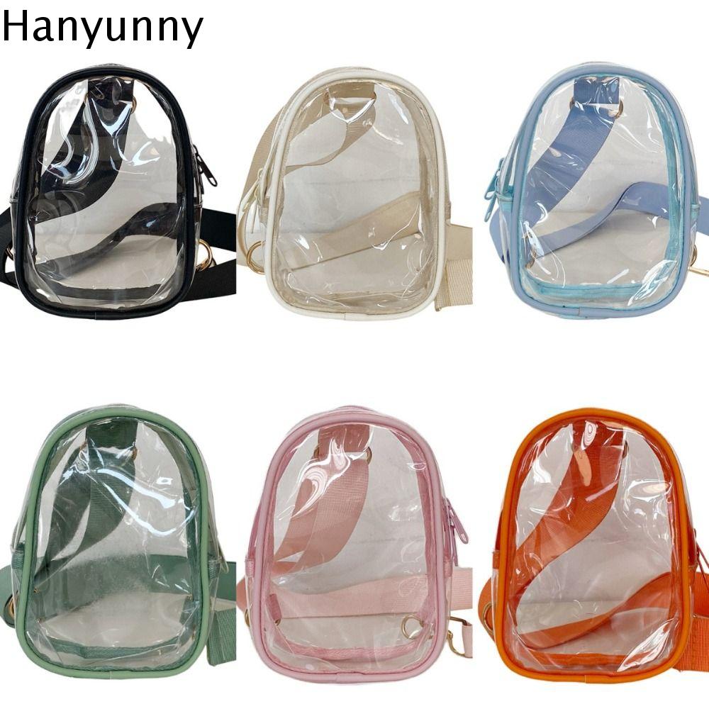 HANYUNNY พีวีซีพีวีซี กระเป๋าสะพายใสคู่ สไตล์เกาหลีแบบ กันน้ำกันน้ำได้ กระเป๋า Crossbody โปร่งใส ลำลองแบบสบายๆ การจัดเก็บข้อมูล กระเป๋าตุ๊กตาออกไปข้างนอก เทศกาลสงกรานต์ ราคา 211 บาท*ส่งฟรี