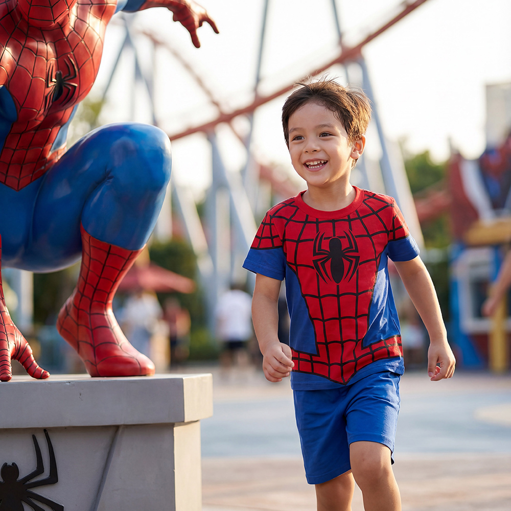 Baby Boy Clothes Set Cartoon Marvel Superhero Spiderman Short Sleeve Outfits Cotton Toddler Kids Clothing Sets 1-7 Years