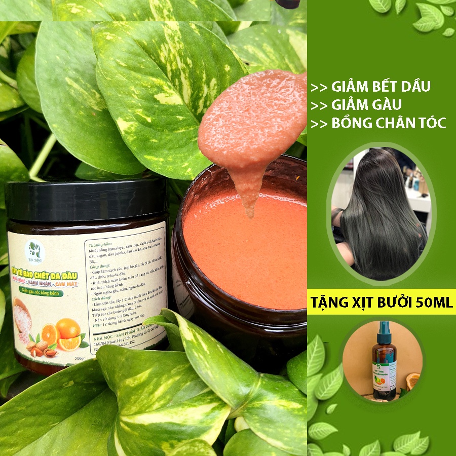 Tẩy Tế Bào Chết Da Đầu giảm bết, gàu, tóc tơi phồng (Tặng xịt Bưởi)