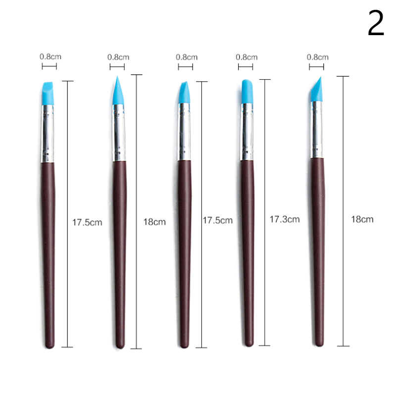 AqToCna เครื่องมือแกะสลักดินซิลิโคน5ชิ้น เซ็ตสำหรับแปรงทำขึ้นรูปเล็บอุปกรณ์ปั้นดินเผาแกะสลักเซรามิกแบบทำมือ
