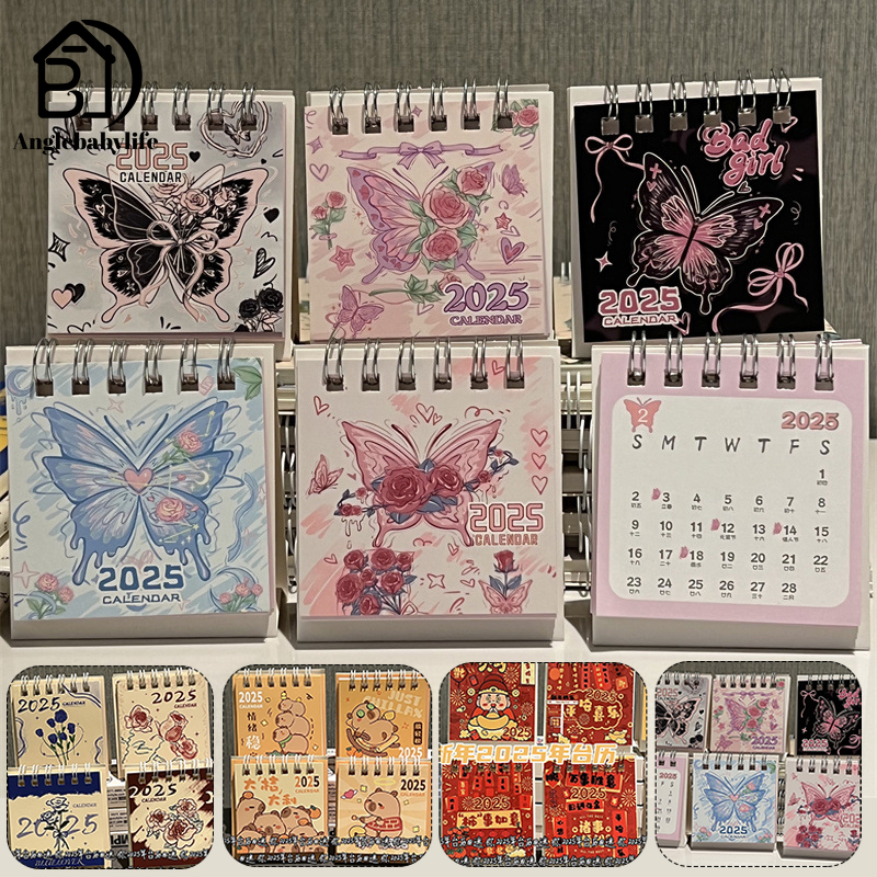 Anglebabylife Cute 2025 Desk Calendar Mini Yearly Monthly Daily Planner Coil Calendar Yearly Schedule Organizer To Do List Home Office Supplies Student Gift