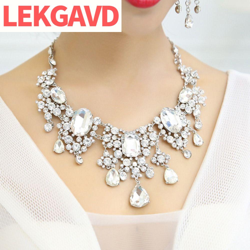 LEKGAVD คริสตัล ชุดเครื่องประดับงานแต่งงานสำหรับผู้หญิง หินประดับ บาโรก ชุดเครื่องประดับเทพธิดากรีก ธีมเทพธิดา ต่างหู ชุดเครื่องประดับเพชรเทียม แต่งตัวปาร์ตี้ ราคา 227 บาท*ส่งฟรี