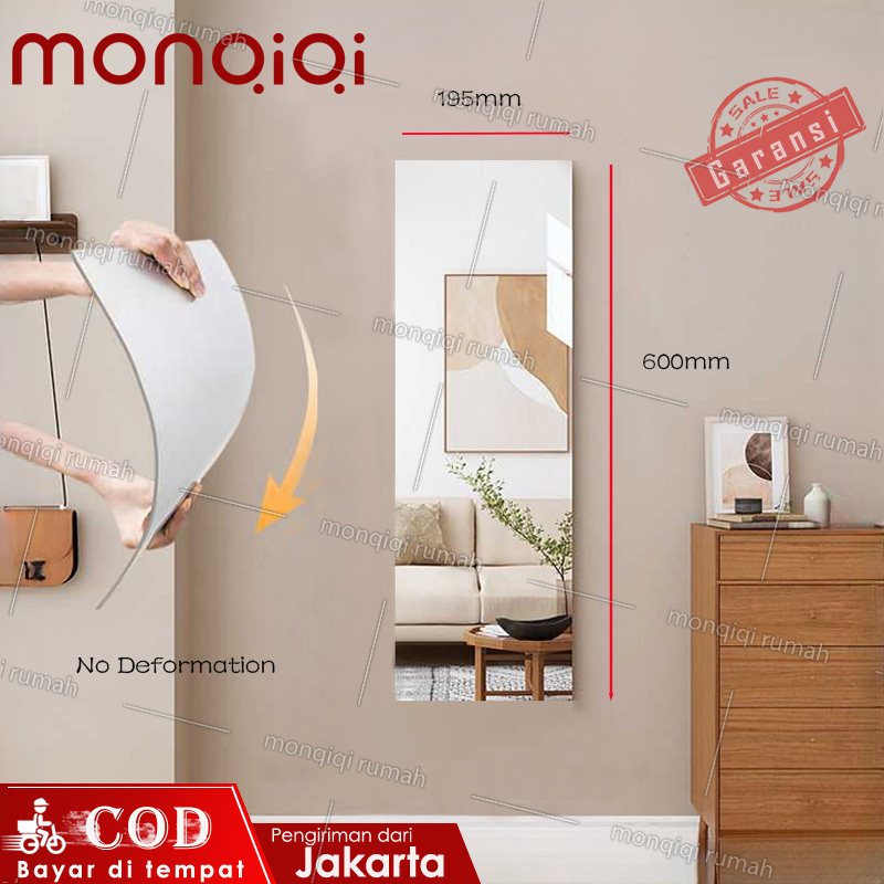 Stiker Cermin Kaca Dinding Akrilik 19.5 X 60 CM Aman Dan Tahan Ledakan Cermin Kaca Cermin Jendela Rumah Stiker
