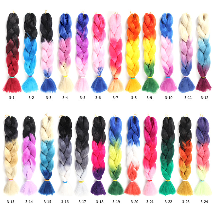 Chemical Fiber Braid Wig Jumbo Braid Hair High Temperature Silk Dirty Braid Dyed 165G Tri-Color