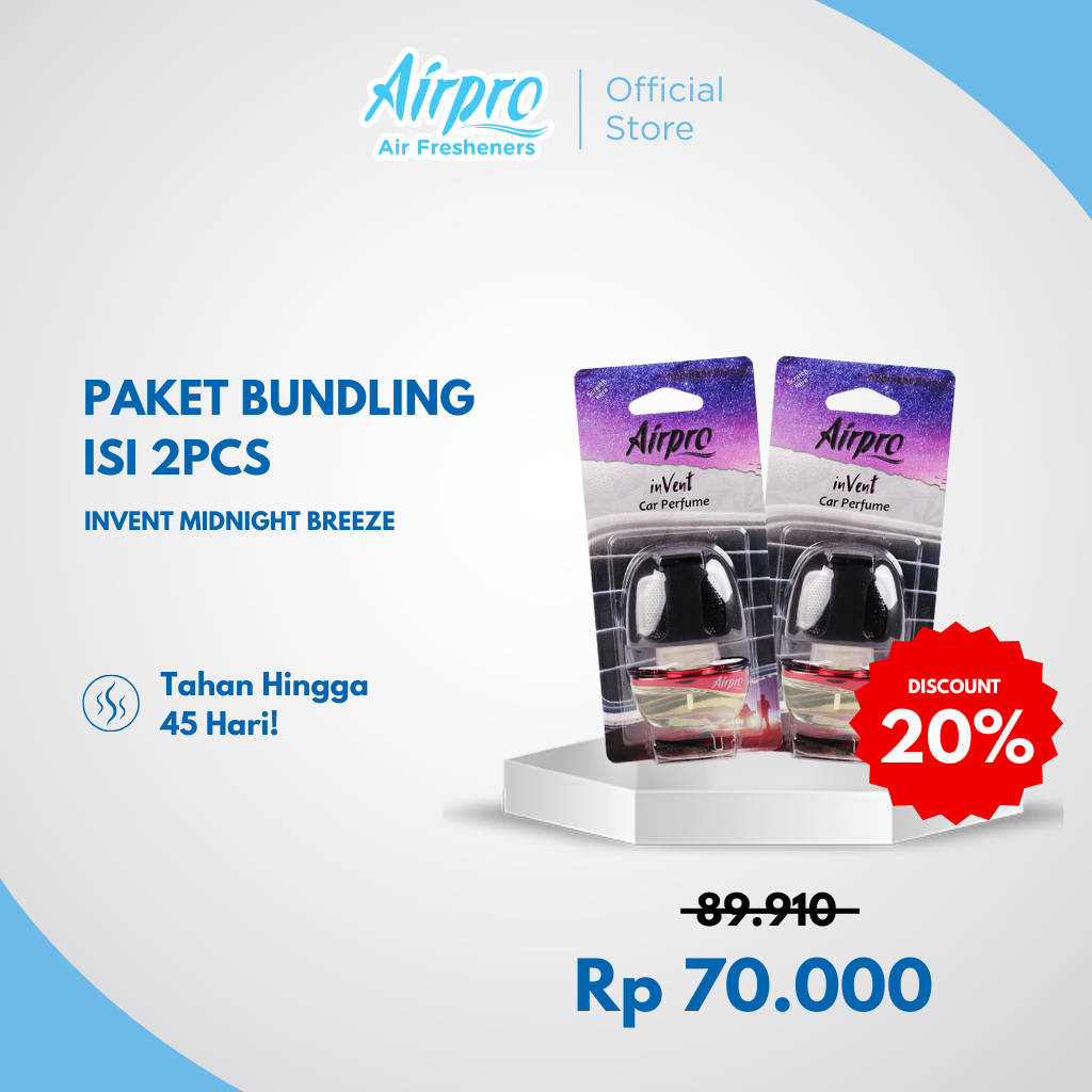 Airpro Invent Midnight Breeze Package Contains 2 Pcs - Car Fragrance & Perfume Harga 70,000 rupiah*Gratis Ongkir
