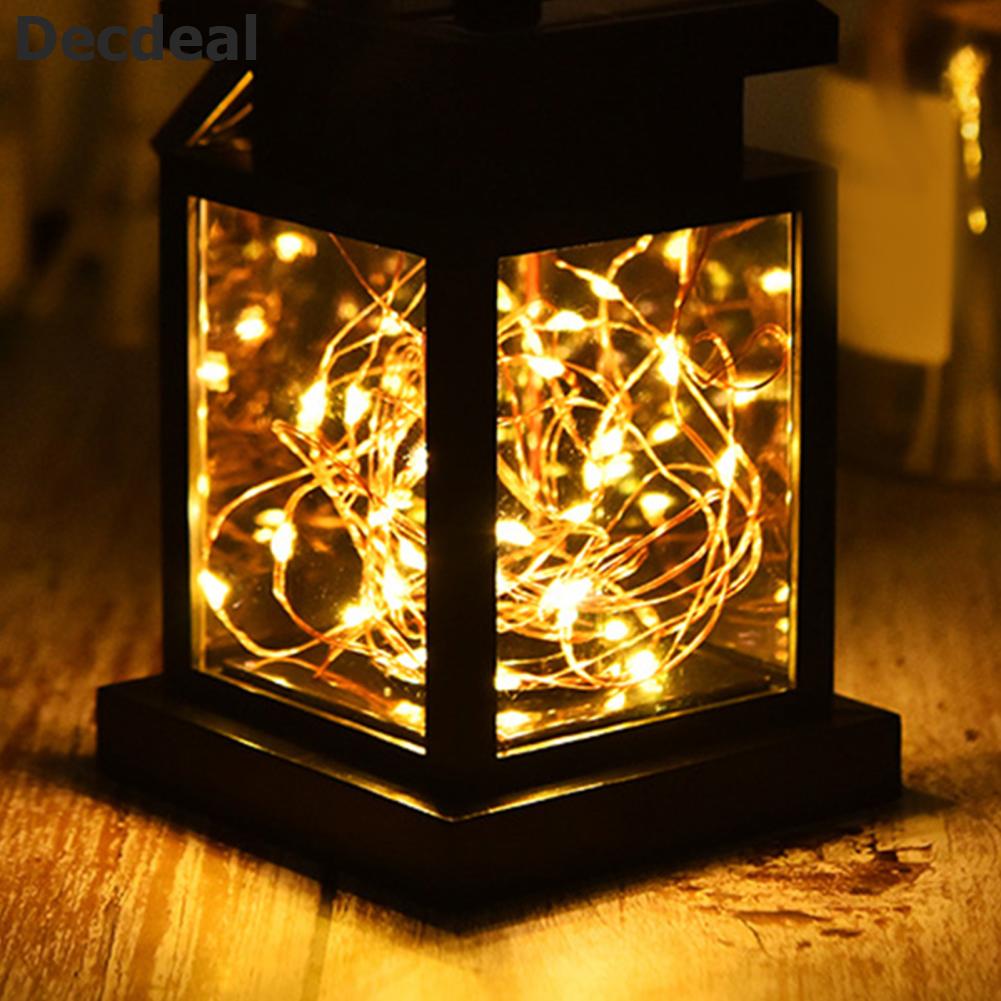 Decdeal Solar Lantern Lights Outdoor LED Solar Table Lamp Hanging Lantern with Clip for Garden Patio Landscape Decoration
