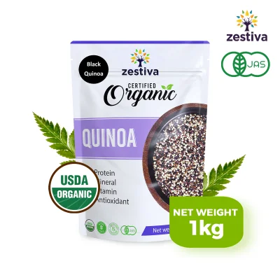 Zestiva Certified Organic Black Quinoa 1KG, Fresh Stock (Expiry 2023)