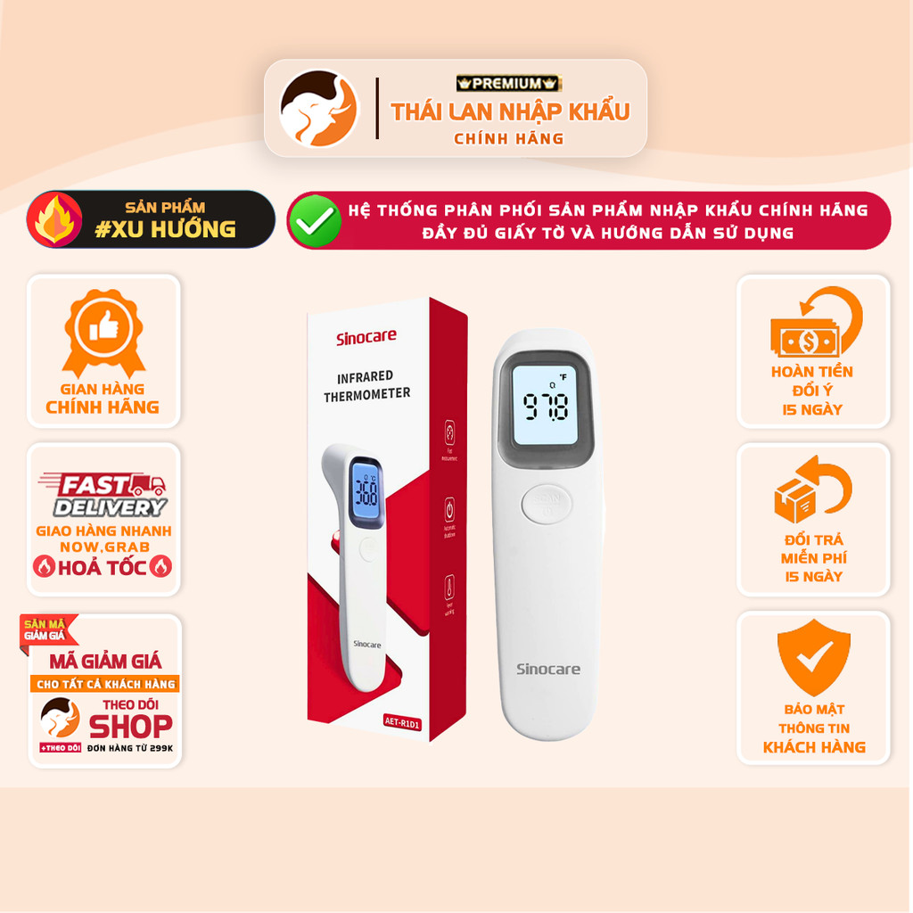[NHẬP ĐỨC] Nhiệt Kế Điện Tử Hồng Ngoại Đo Trán Sinocare F1D1 – Thương Hiệu Đức