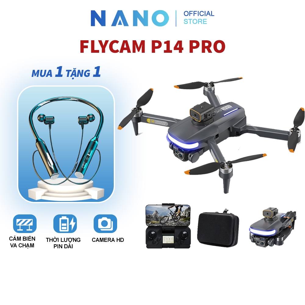 Flycam mini giá rẻ P14 Pro Động Cơ Không Chổi Than Camera HD Dung lượng Pin Lớn