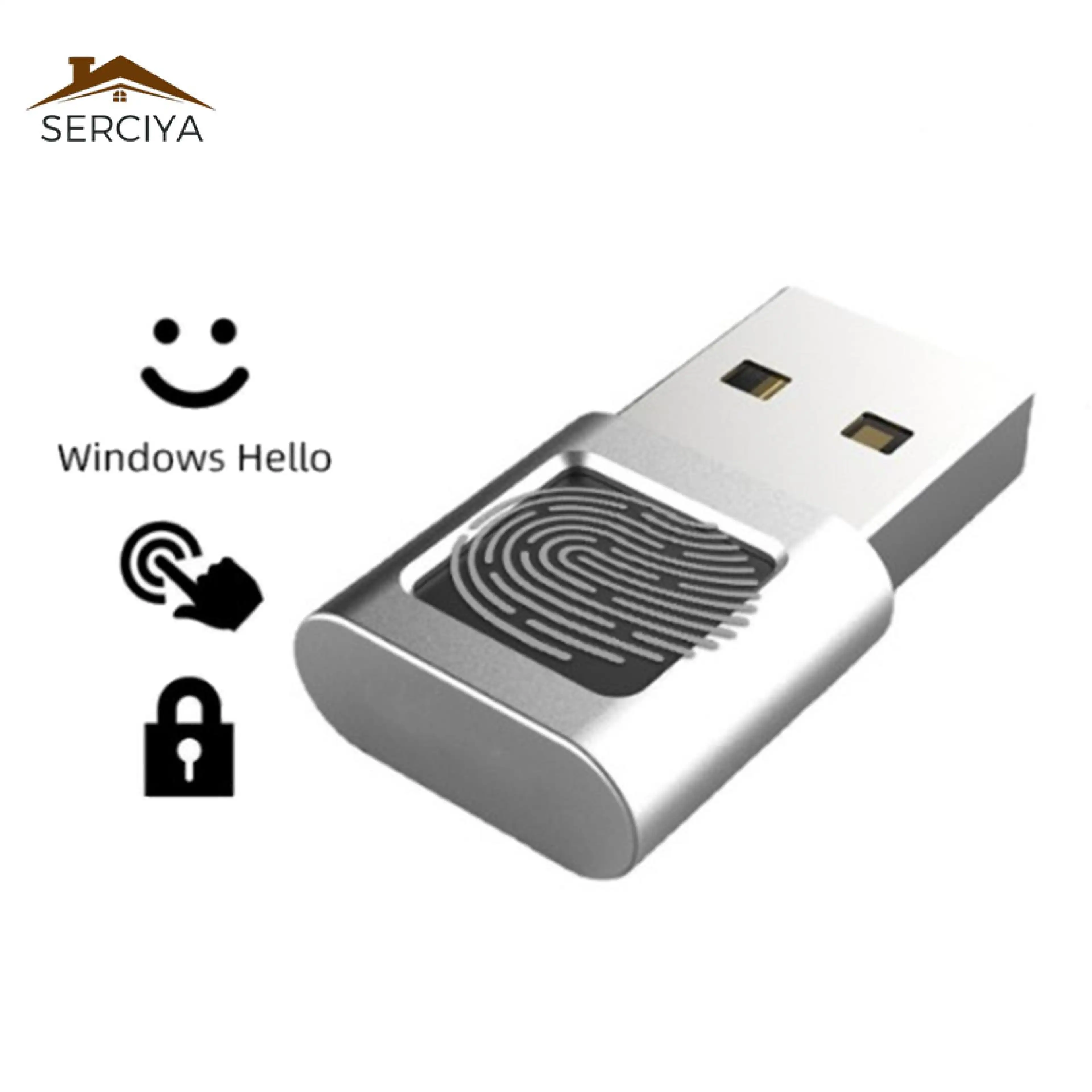 Serciya USB Fingerprint Reader Biometric *Scanner Speedy Matching Identification Login Matching for Windows 10 11Hello Laptops Windows Hello Dongle
