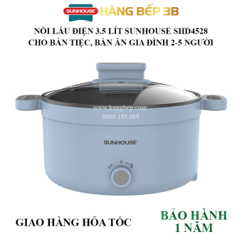 Nồi lẩu điện đa năng 3.5 lít Sunhouse SHD4528 - Lòng nồi inox phủ chống dính - Bảo hành 12 tháng