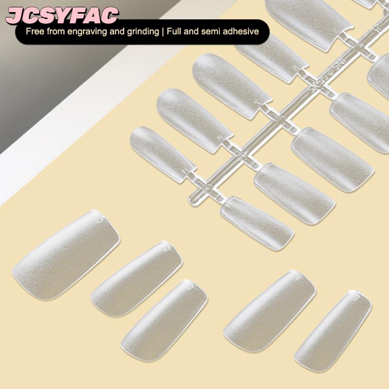 ยาทาเล็บ อุปกรณ์ทำเล็บเจล เล็บปลอมสำเร็จรูป JCSYFAC 100 ชิ้น กล่องเล็บปลอมแบบด้านไม่ขัดกดบนเล็บปลอมดีไซน์สั้นปานกลางปลายเล็บเจลแบบนิ่มสำหรับต่อเล็บ