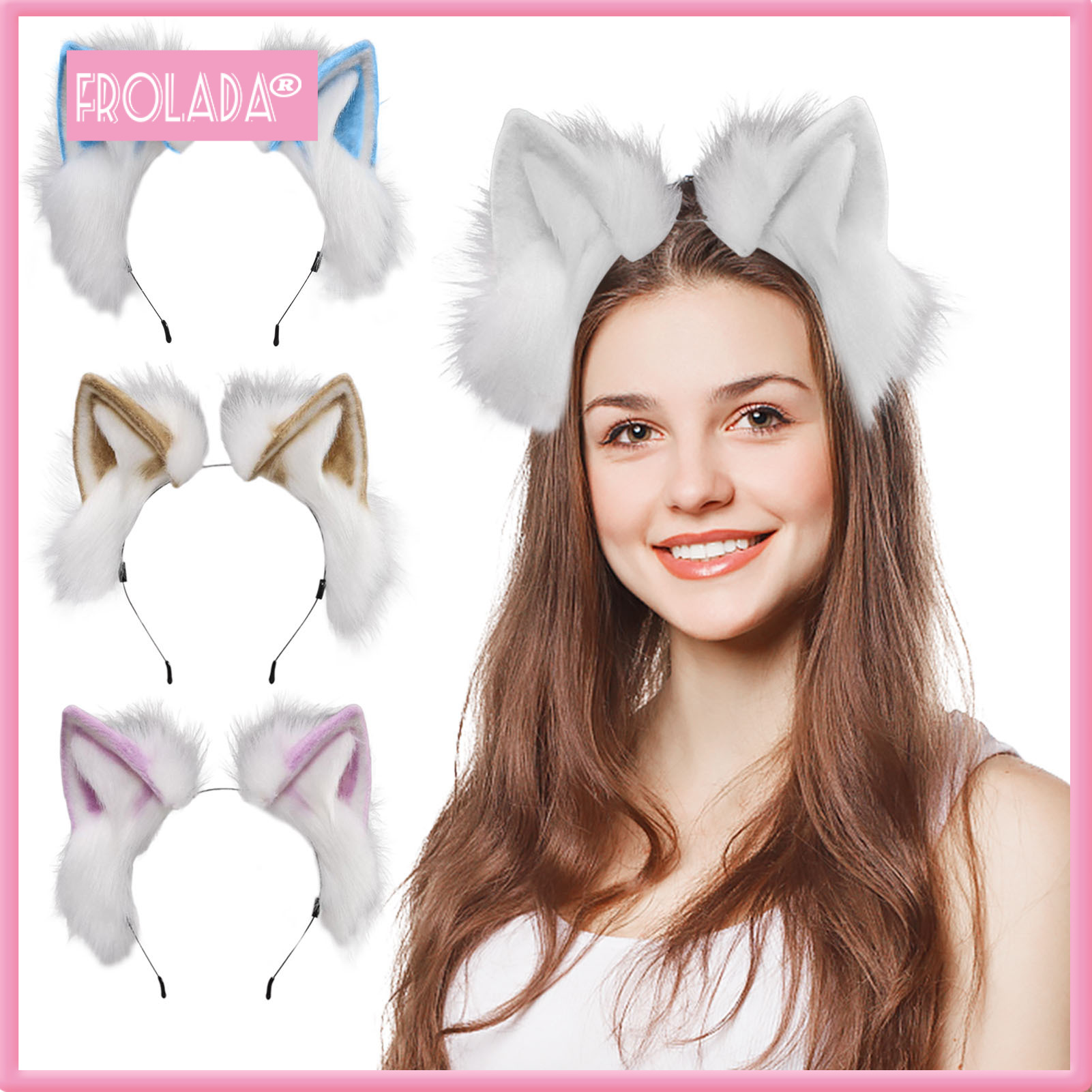 Imitation Fox Fur Hairband with Cat Ears Plush Style Role-Playing Dress-Up Handmade Headband Cosplay Props ราคา 201 บาท*ส่งฟรี