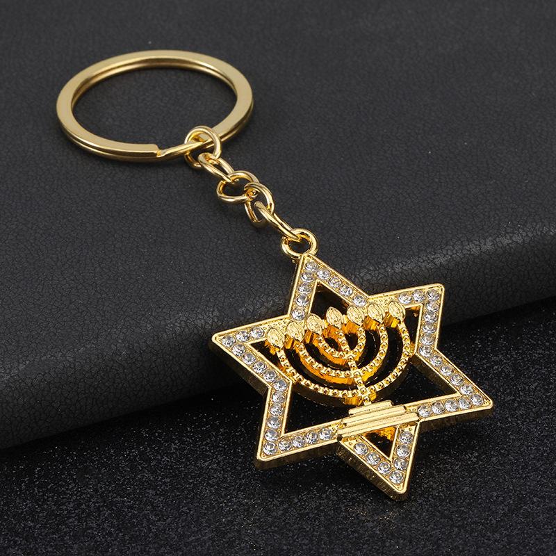 Antanciepp Thời Trang Shining Zircon Sao Hanukkah Keychain Cho Phụ Nữ Người Đàn Ông Người Do Thái Quà Tặng Tôn Giáo Trang Sức Phụ Kiện - 2