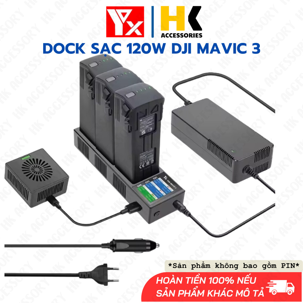 Hub sạc 120W cho DJI Mavic 3 kèm apdapter tiện lợi có màn hình báo thông số