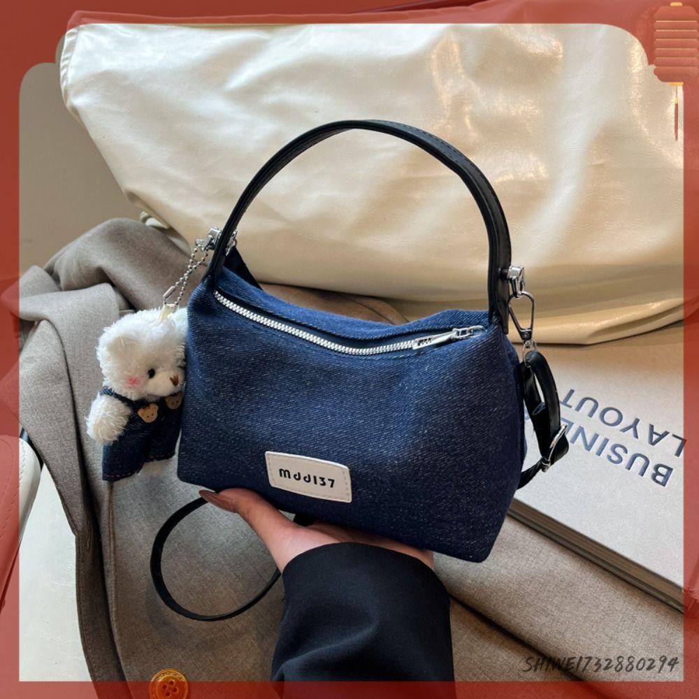 SHIWEI732880294  sau Túi denim dưới cánh tay Thời trang Pháp Tối giản Túi đeo chéo Phong cách đường phố Cổ điển Túi Jeans Phong cách Spice Girls