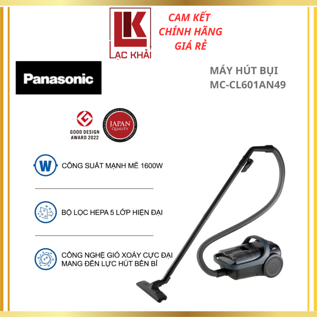 Máy hút bụi dạng hộp panasonic mc-cl601an49 - công suất 1600w - công nghệ gió xoáy - hàng chính hãng - bảo hành chính hãng 12 tháng