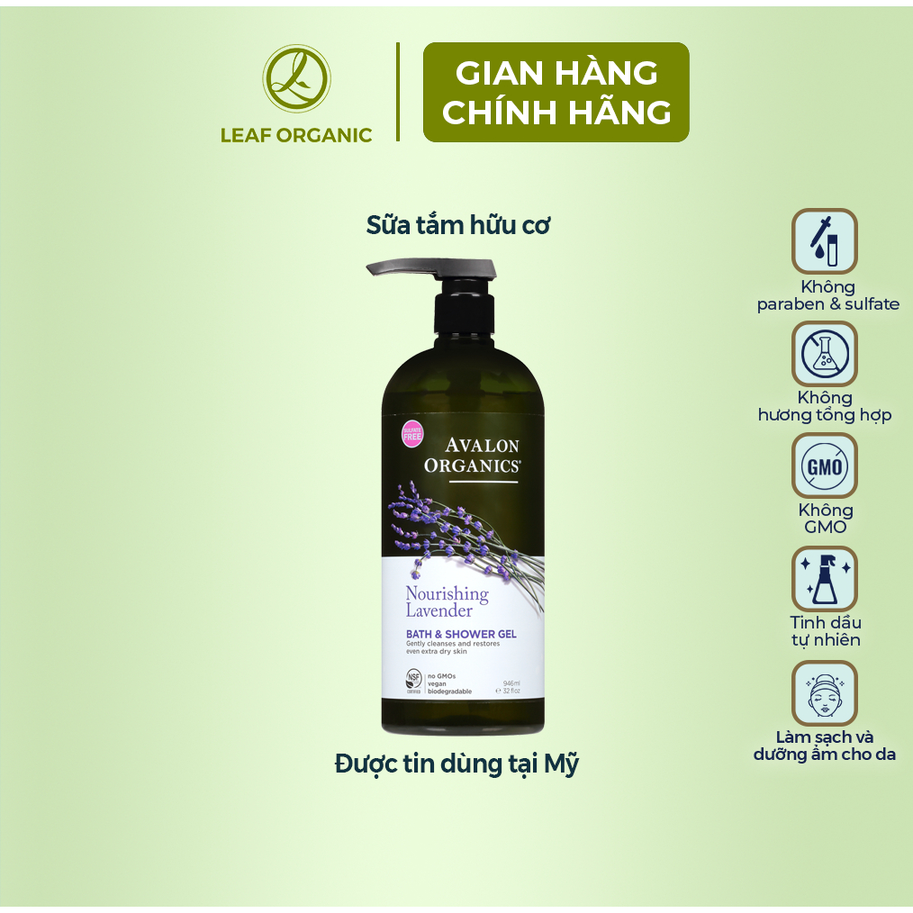 Sữa tắm hữu cơ Avalon Organics hương oải hương 946ml -Leaf organic