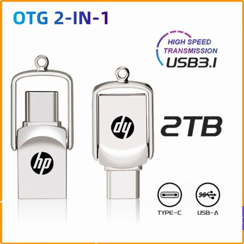 HP 1TB 2TB 2 in1 Mini OTG Type-C Pen Drive Mobile Phone PC Pendrive Stick Flash Drive ราคา 389 บาท*ส่งฟรี